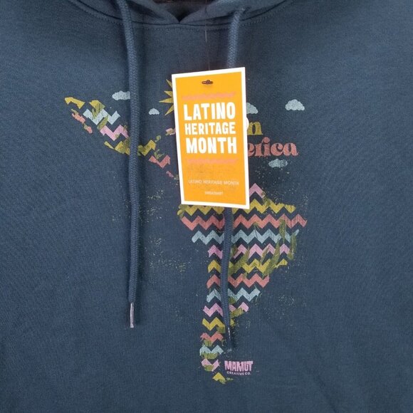 Mens Latino Heritage Teal Latin America Hoodie Long Sleeve Drawstring Size S - Picture 2 of 6